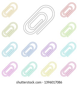 clip multi color icon. Simple thin line, outline vector of web icons for UI and UX, website or mobile application