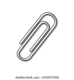 Clip sign illustration. Black line icon with gray shifted flat filled icon on white background. Illustration.