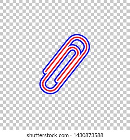 Clip sign illustration. Red, white and contour icon at transparent background. Illustration.