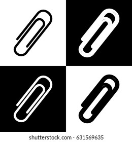 Clip sign illustration. Vector. Black and white icons and line icon on chess board.