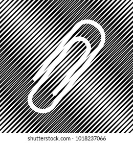 Clip sign illustration. Vector. Icon. Hole in moire background.