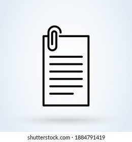 Clip sign line icon or logo. paperclip concept. Attach linear illustration.