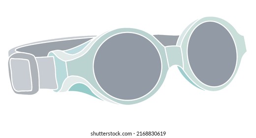 Clip Strap Sunglasses Light Green Colors Isolated Vector On White Background.