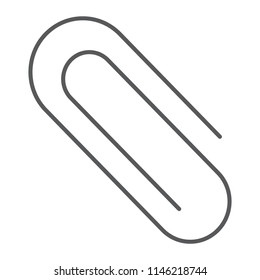 Clip thin line icon, office and work, paperclip sign, vector graphics, a linear pattern on a white background, eps 10.