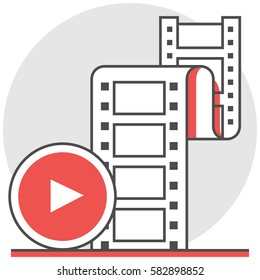 Clip Video - Infographic Icon Elements from Production Set. Flat Thin Line Icon Pictogram for Website and Mobile Application Graphics.