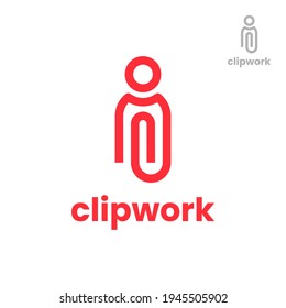 Clip work logo design template. Vector illustration