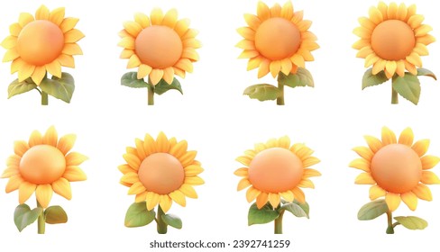 Clipart 3D Vector Cute Sunflower  svg
