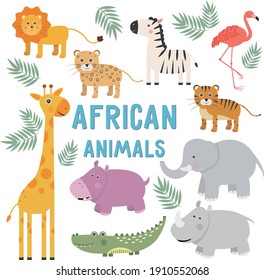 clipart animals africa set of illustrations savanna animals characters for kids