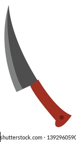 Clipart of a big knife with a sharp blade and a red handle used as a cutting tool or weapon  vector  color drawing or illustration