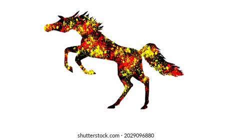 Clipart of a black Arabian horse with paint splashes.