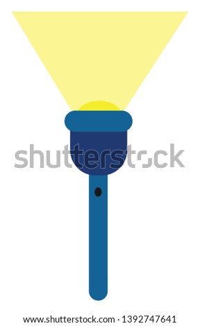 Clipart of a blue-colored torchlight short enough to fit in the pockets or handbags and when turned on generates a focused spotlight  vector  color drawing or illustration