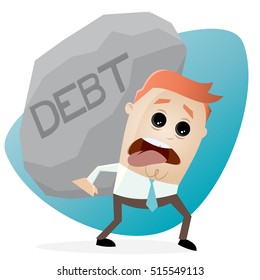 clipart of businessman carrying a big debt rock