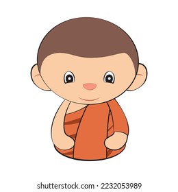 Clipart de la versión de dibujos animados de la sentada monje,ilustración vectorial
