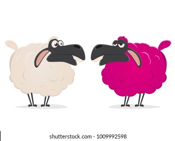 clipart of a crazy pink sheep