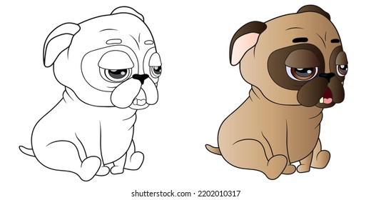 Clipart Cute Dog, Vector Illustration Dog, Coloring Book For Children Doggy, Drawing Dog Black White And Color