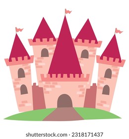 Clipart of cute monarch kingdom. Medieval the kingdom castle in vector. Vector outline fantasy monarch kingdom.