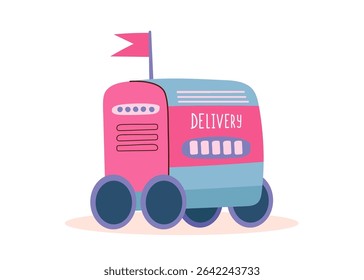 Clipart de robot de entrega aislado en blanco. Concepto de entrega, tecnología, robótica. Vector dibujado a mano ilustración en estilo plano.
