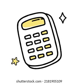 The clipart doodle calculator. Vector illustration in line 