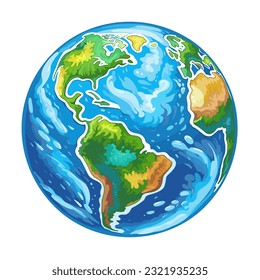 clipart earth illustration vector. Globe with island and ocean isolated on white.
