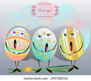 Clip Art - Ostereier. stilisierte Ferienelemente in Pastellfarben