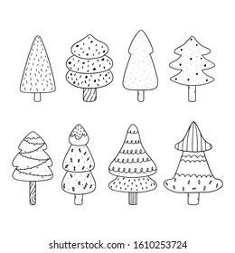 Clip-art elements of cute christmas trees. 