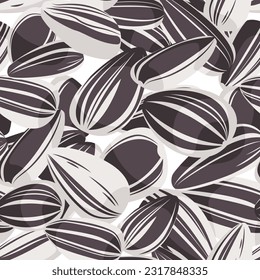 Clipart endless pattern of sunflower seeds. Vector seamless pattern of organic, vegetarian, superfood snack.