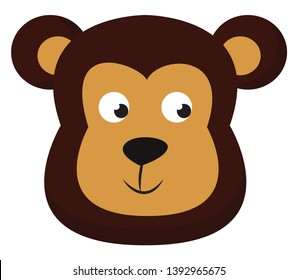 Clipart of the face of a cute little bear in shades of brown with eyes rolled left-down and a small black-colored triangular nose looks dismayed  vector  color drawing or illustration