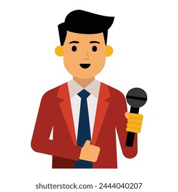 clipart features a professional male reporter holding a microphone