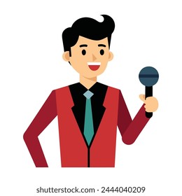 clipart features a professional male reporter holding a microphone