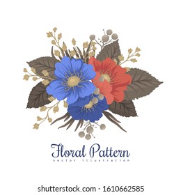 Clipart flower - blue and red flowers