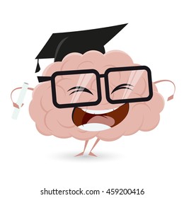 clipart of a funny brain with degree
