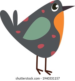 Clipart funny fat bird. Easter. Retro style. Decor for decoration. Vector illustration in cartoon style.