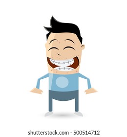 clipart of a funny teenager with acne and braces