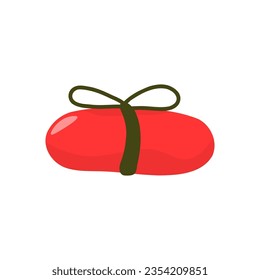 Clipart of a gift box in red. Vector stock isolated illustration. In cartoon style.