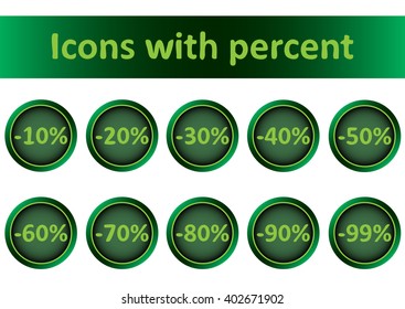 Clipart green icons with percent