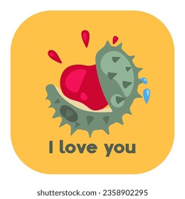 Corazón de broche en castaño en vector. Estilo plano. Amor. Ilustración original.