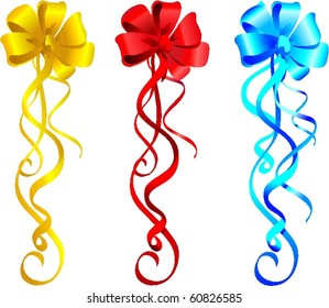 clip-art of holiday color gift ribbons with bow. vector sample for greetings box. isolated on white