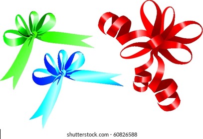 clip-art of holiday color gift ribbons with bow. vector sample for greetings box. isolated on white