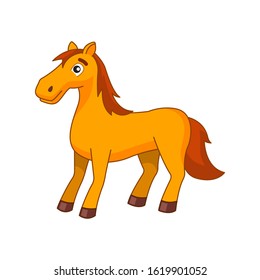 clipart of horse in cartoon version by flat design,vector illustration
