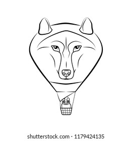 Clipart of hot air balloon in shape of wolf