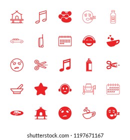 Clipart icon. collection of 25 clipart filled and outline icons such as star, sweating emot, emoji, music note, fried egg and bacon. editable clipart icons for web and mobile.