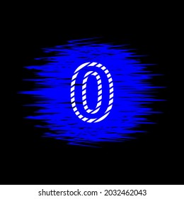clipart icon number 0  and abstract blue brush stroke, simple, beautiful and cool vector graphic resource