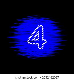 clipart icon number 4  and abstract blue brush stroke, simple, beautiful and cool vector graphic resource