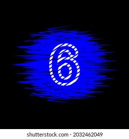 clipart icon number 6  and abstract blue brush stroke, simple, beautiful and cool vector graphic resource