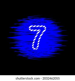 clipart icon number 7  and abstract blue brush stroke, simple, beautiful and cool vector graphic resource
