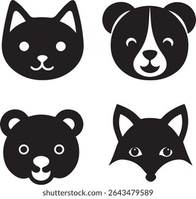 A Clipart icon set like, fox, cat, dog and bear face