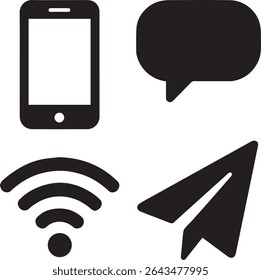 A Clipart icon set like, Wifi, chat bubble, smart mobile and paper plane