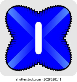 clipart or icon symbol letter i and blue abstract flower icon with vector graphic resources, simple, beautiful and cool