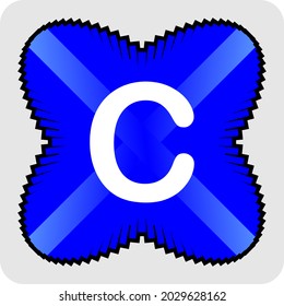 clipart or icon symbol letter c and blue abstract flower icon with vector graphic resources, simple, beautiful and cool
