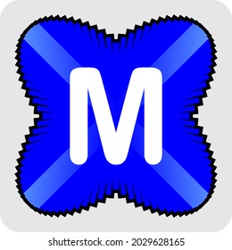 clipart or icon symbol letter m and blue abstract flower icon with vector graphic resources, simple, beautiful and cool